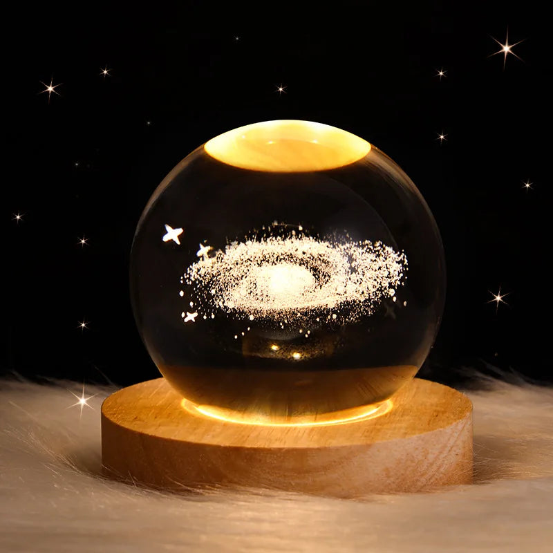 Lámpara de noche DecorBites™ con forma de bola de cristal de astronauta: Lámpara de mesilla cálida con alimentación USB, el regalo perfecto para Navidad