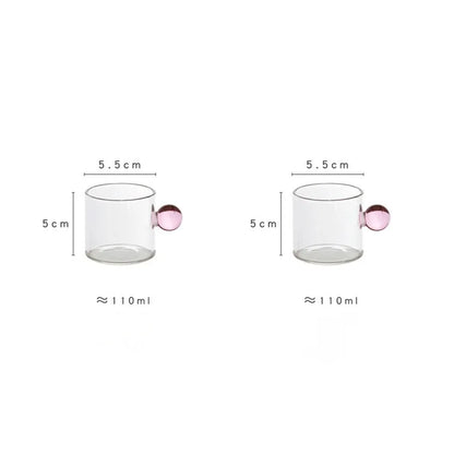 DecorBites™ Glass Espresso Cups Set with Saucers, Handle, 110ml - Table Decor and More