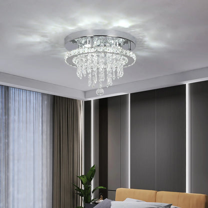 DecorBites™ Crystal Ceiling Chandelier: Modern K9 LED Smart Ring Light Fixture for Dining & Living Room