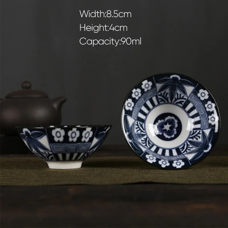 DecorBites™ Blue and White Porcelain Hand-Painted Tea Cups - Set of 1