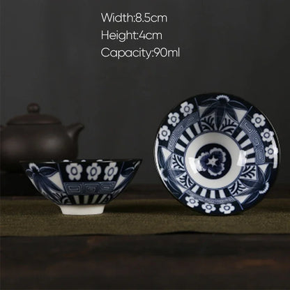 DecorBites™ Blue and White Porcelain Hand-Painted Tea Cups - Set of 1