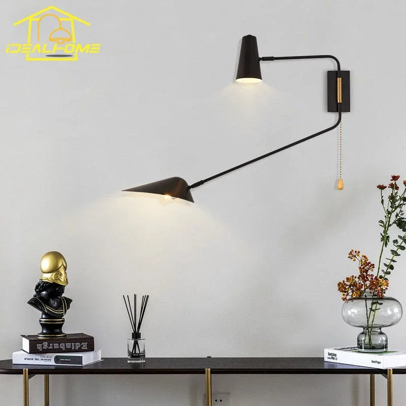 DecorBites™ Adjustable Double Head LED Wall Lamp with Pull Switch