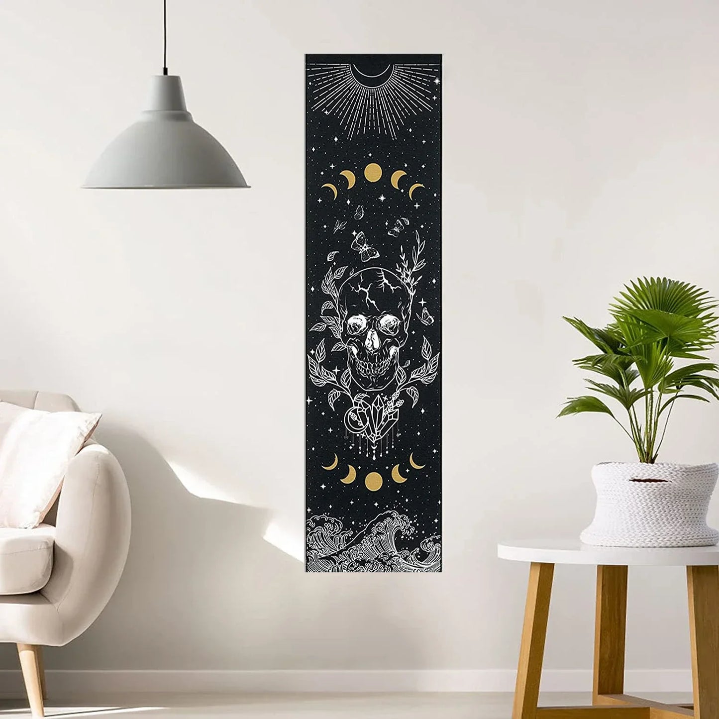 Decobites Skull Moon Butterfly Star Tapestry Wall Hanging for Hippie Witchcraft Room Decor