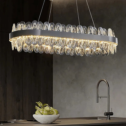DecorBites™ Crystal LED Chandelier: Luxury Living Room Pendant Light with Modern Design