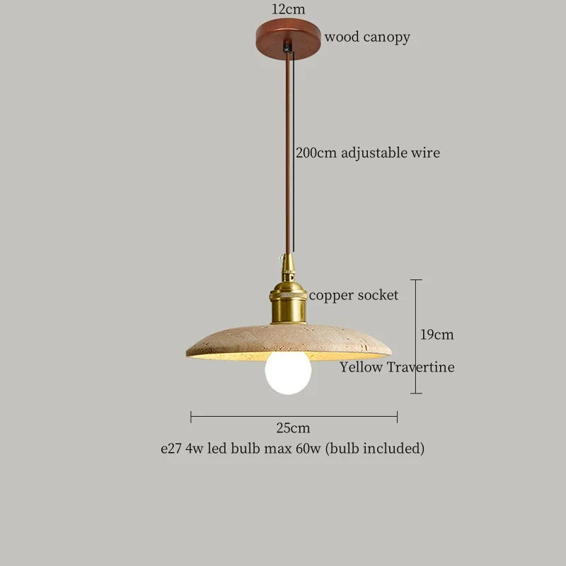 Decorbites™ Japanisches Vintage-LED-Pendant-Licht, Gelber Travertin Wabi-Sabi Hängelampe