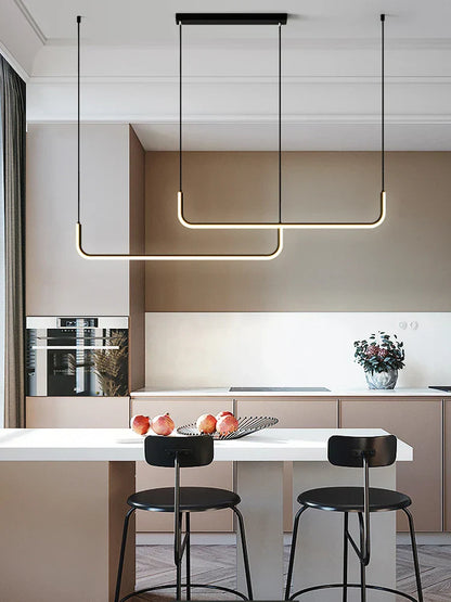 DecorBites™ Black Gold Pendant Chandelier LED Ceiling Lamp for Modern Dining Room and Kitchen