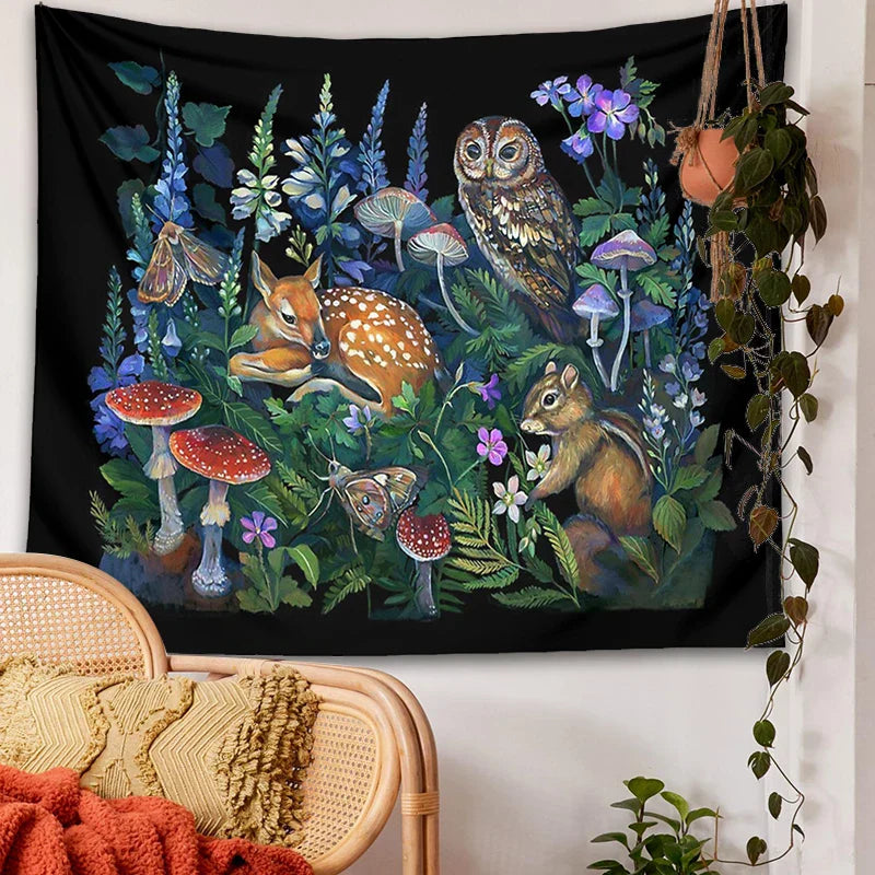 Decobites Enchanted Forest Celestial Mushroom Botanical Wall Hanging