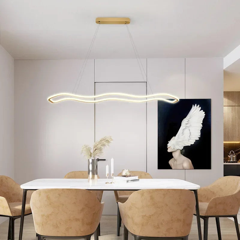 DecorBites™ LED Pendant Light: Modern Aluminum Line Shapes Chandelier