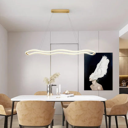 DecorBites™ LED Pendant Light: Modern Aluminum Line Shapes Chandelier