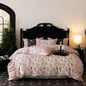 Decobites Vintage Rose Print Ruffles Bedding Set: 800TC Egyptian Cotton, Duvet Cover, Sheet, Pillowcases