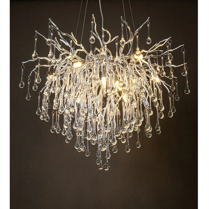 DecorBites™ Crystal Water Drop Branch Chandelier LED Lighting Fixture for Hall Living Room