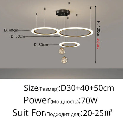 DecorBites™ Circle Ring Pendant Chandelier for Living Room Bedroom Restaurant Ceiling Lighting