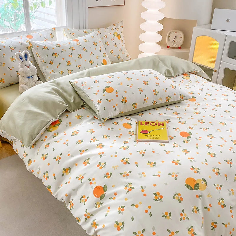 DecorBites™ Cute Printed Cotton Duvet Cover for Double Queen Bed - Cozy & Non-Fading