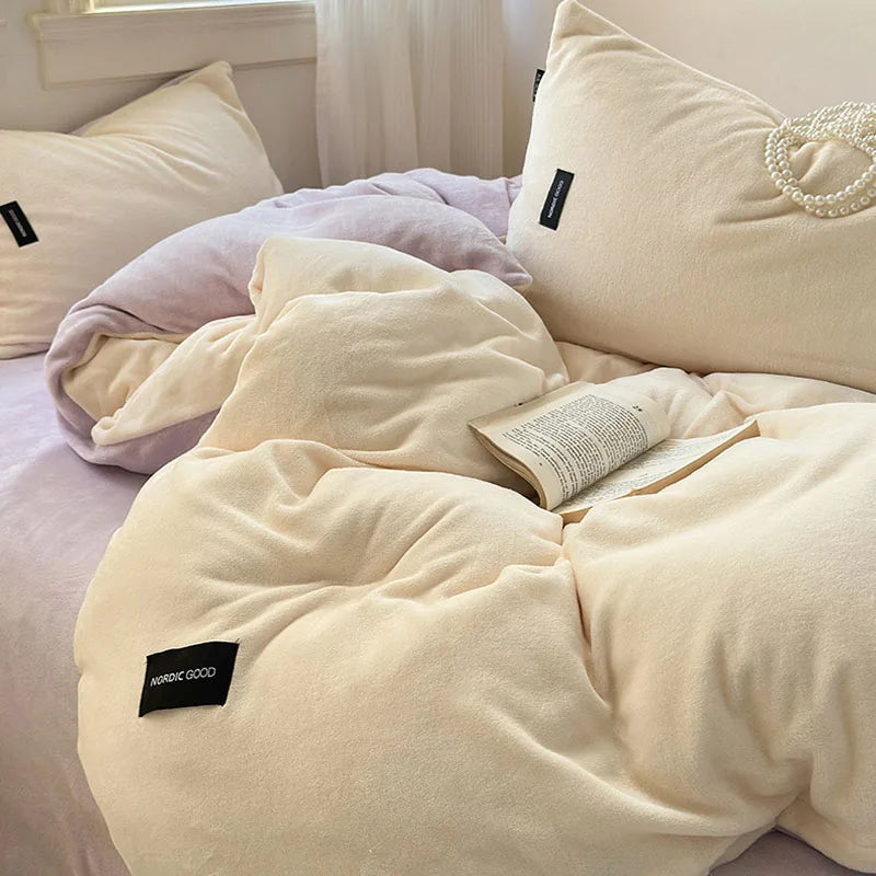 غطاء لحاف فردي مخملي بلون مرجاني من DecorBites™ لفصل الشتاء