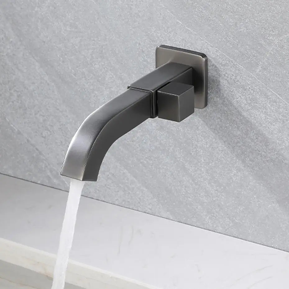 brushed gray Tap In Wall Basin brass Faucet brushed Gold Black Chrome Wall Mounted Basin Spout Lavatory