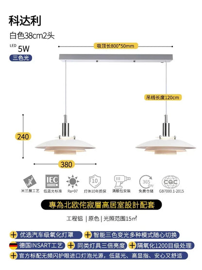DecorBites™ مصباح معلق على شكل طبق طائر من باوهاوس LED E27 أسود/أبيض للمكتب والمطعم والبار