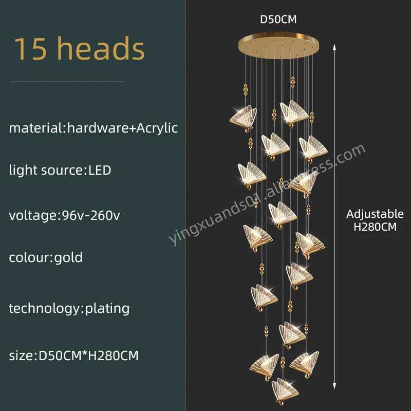 DecorBites™ Butterfly Acrylic Chandelier Modern Ceiling Light Pendant Lamp for Living Room