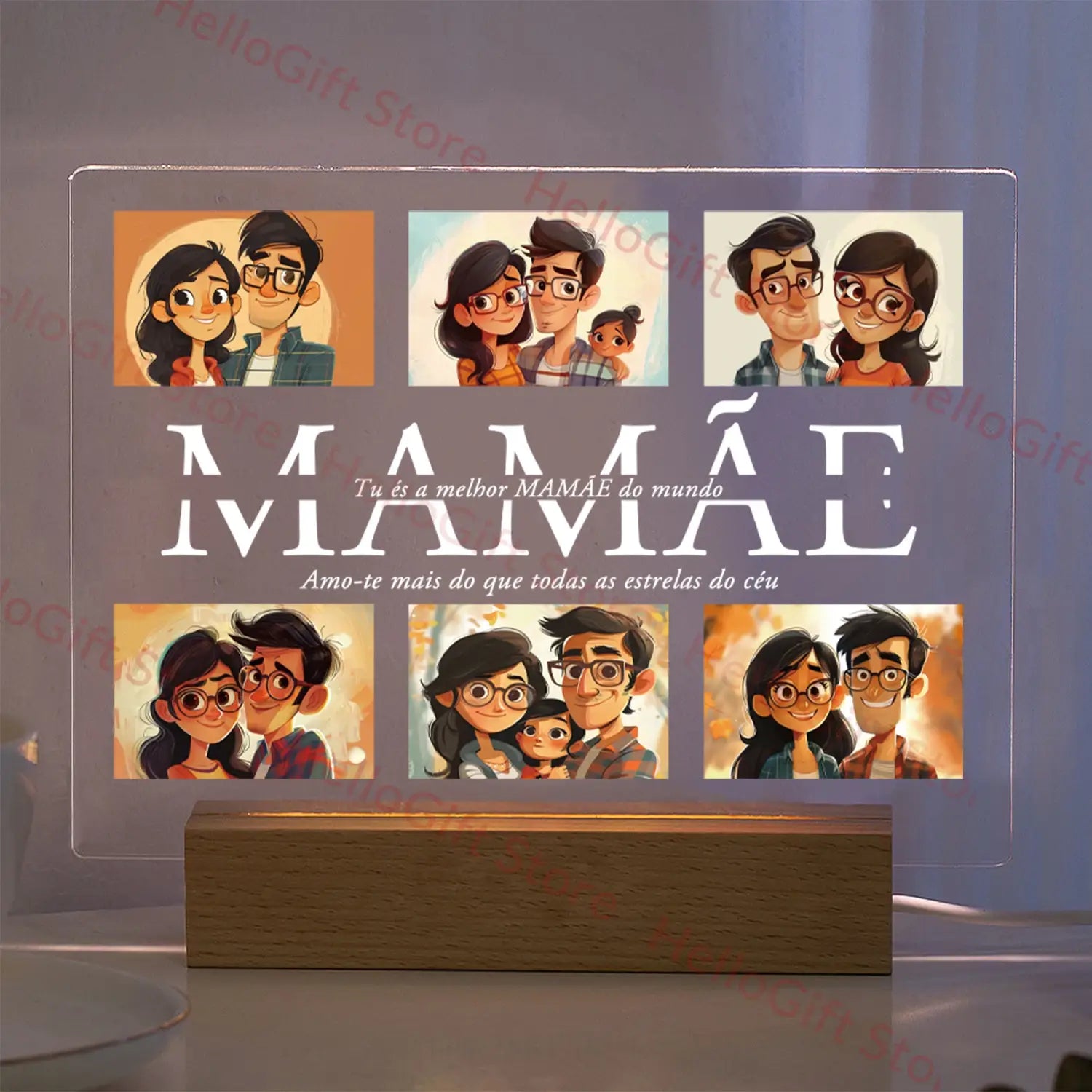 DecorBites™ Personalized Custom Photo Text 3D Acrylic Lamp Customized Bedroom NightLight for MOM DAD LOVE Family