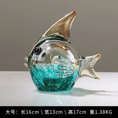 DecorBites™ Hand Blown Glass Fish Figurine Crystal Sculpture Home Decor Gift Fengshui Ornament