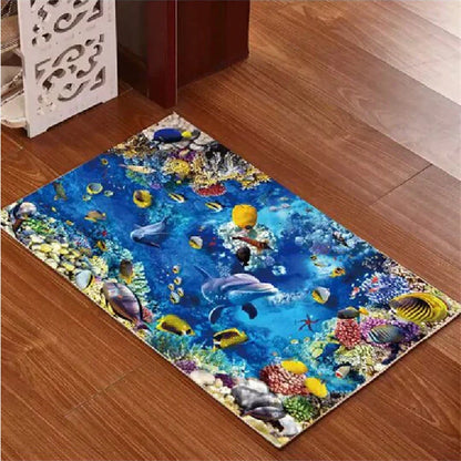 Decobites Underwater World Crystal Velvet Door Mat: Anti-Slip, Durable, Easy to Clean Rug