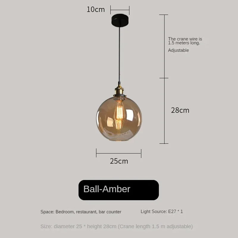 Decorbites™ Bernsteinfarbenes Vintage-Glas-Pendant-Licht für elegante Esszimmer-Dekoration