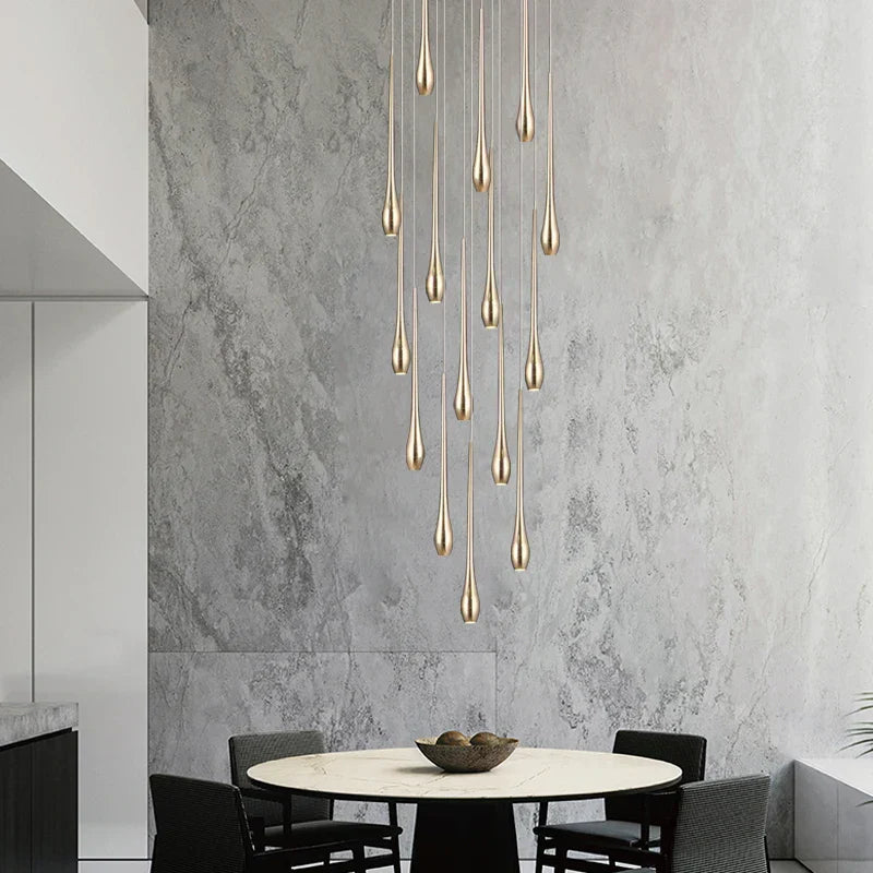 Decorbites™ Candelabro de LED Dorado para Salón de Villa Dúplex y Escalera