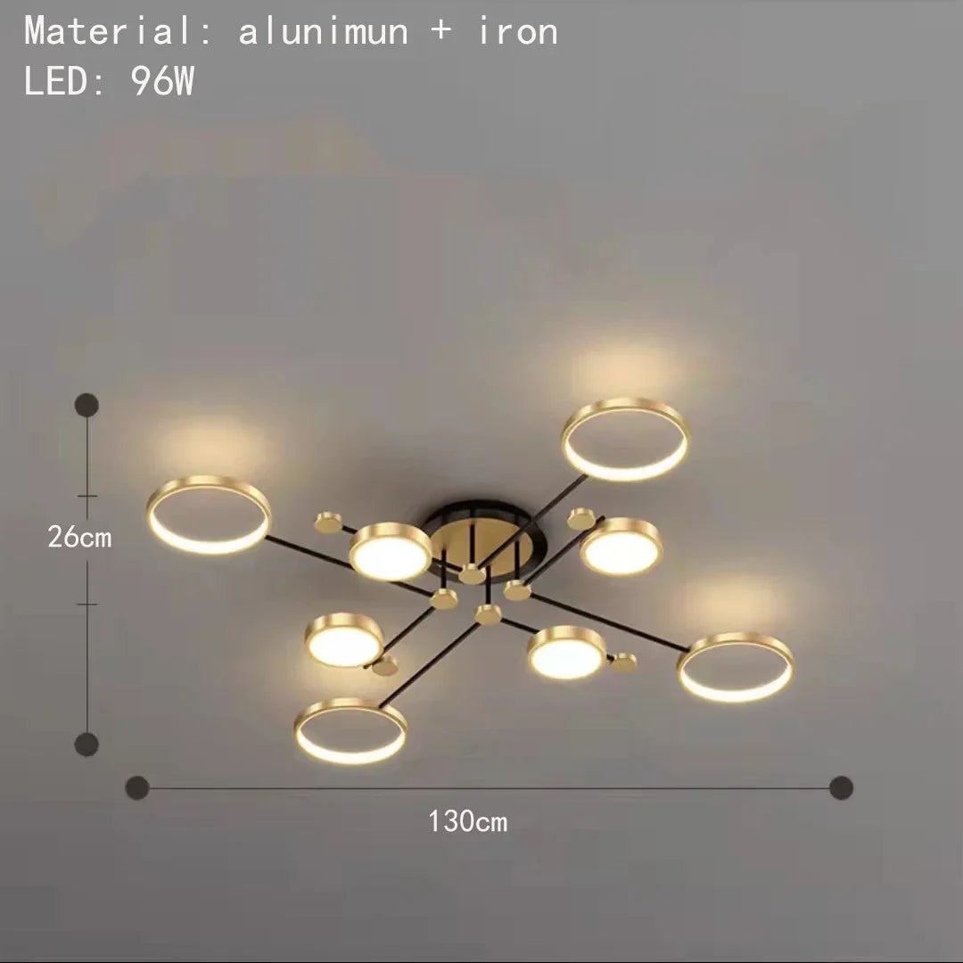 Decorbites™ Gold Schwarz Metall LED Kronleuchter – Minimalistisches 3-Farbtemperatur-Beleuchtung für Wohnzimmer und Restaurant