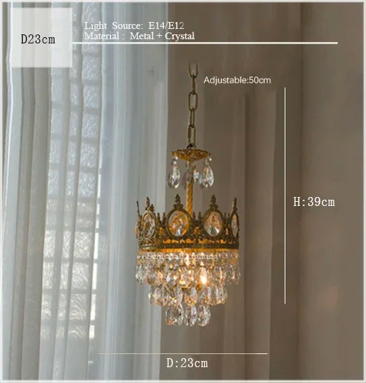 Decorbites™ Kronen-Kristall-Leuchter – Goldener Vintage-LED-Hängeleuchter für elegante Innenbeleuchtung