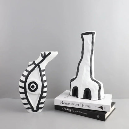 DecorBites™ Abstract Geometric Eye Pattern Vase Resin Handicraft Room Decoration