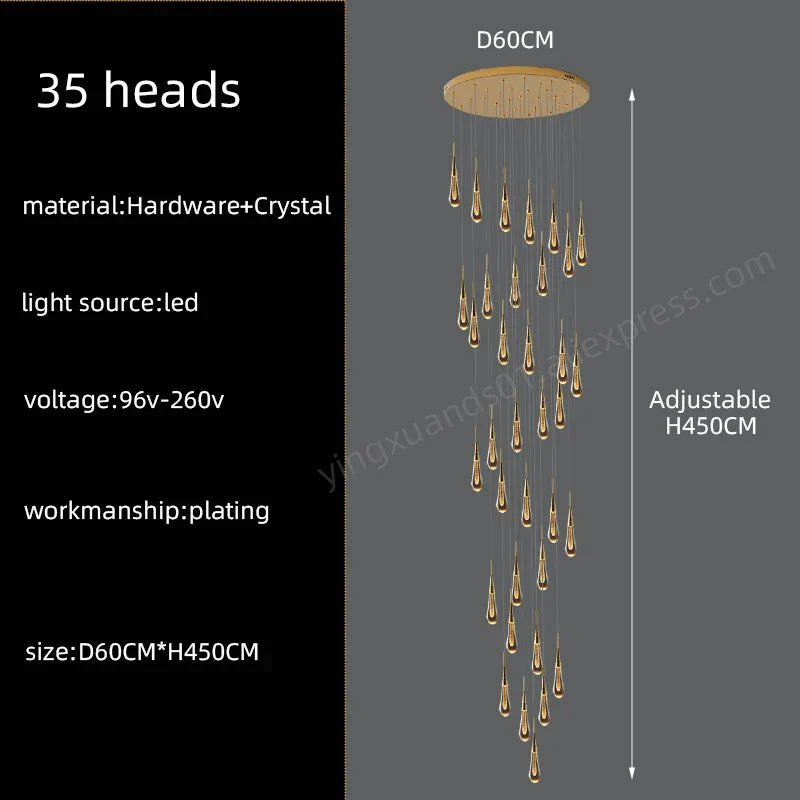 DecorBites™ Crystal Pendant Chandelier for High Ceilings