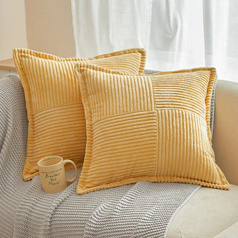 DecorBites™ Corduroy & Boho Striped Pillow Covers - Broadside Decorative Throw Pillow Case