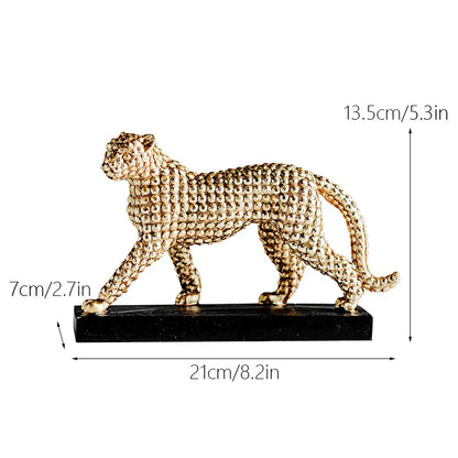 DecorBites™ Golden Leopard Resin Figurines for Interior Decor