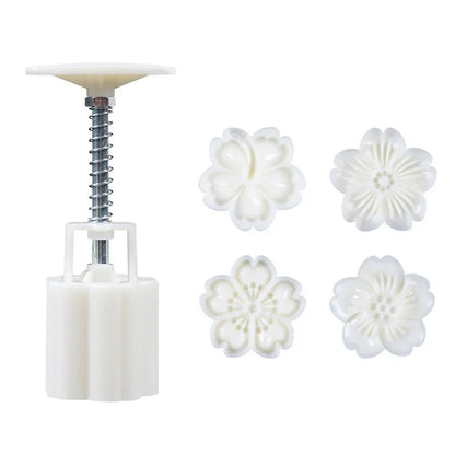 Molde DecorBites™ 3D para pastel de luna con forma de flor de cerezo, ideal para hornear durante el Festival del Medio Otoño.