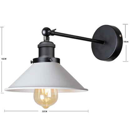 DecorBites™ Industrial Wall Sconce Light with Adjustable Metal Lampshade