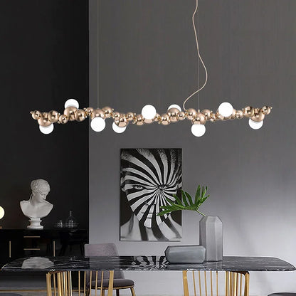 DecorBites™ Caterpillar Metal Ball Chandelier: Modern Creative Long Bar Pendant Light for Kitchen Dining Room