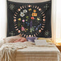 Botanical Celestial Floral Wall Tapestry by Decobites, Moon Phase Hippie Flower Dorm Decor