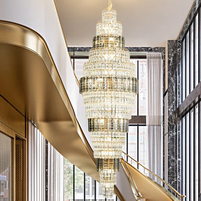 DecorBites™ Crystal Duplex Chandelier: Luxe Hollow Design for Living Room, Staircase.