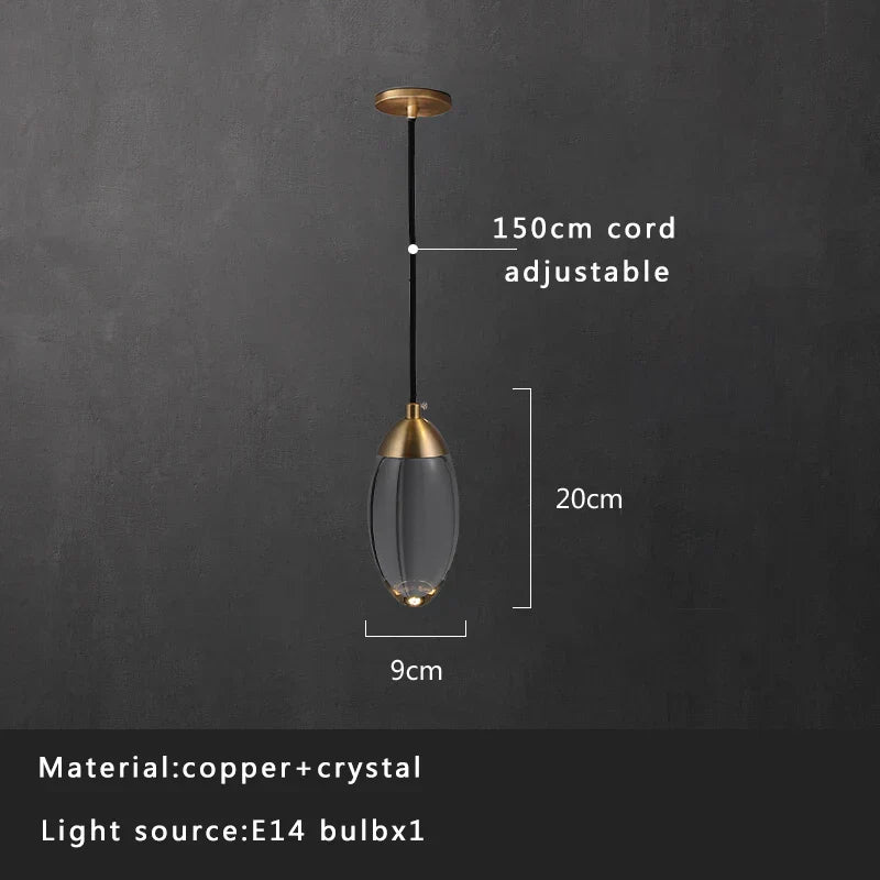 Lámpara colgante de cristal DecorBites™ Crystal Copper, decoración dorada para el hogar.