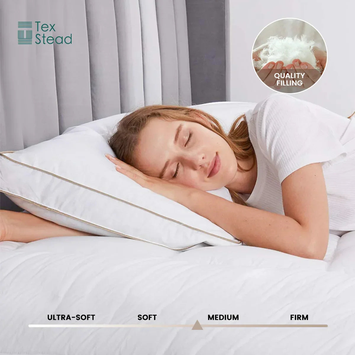 Luxury Goose Down Pillow by Decobites - Neck Support for Restful Sleep