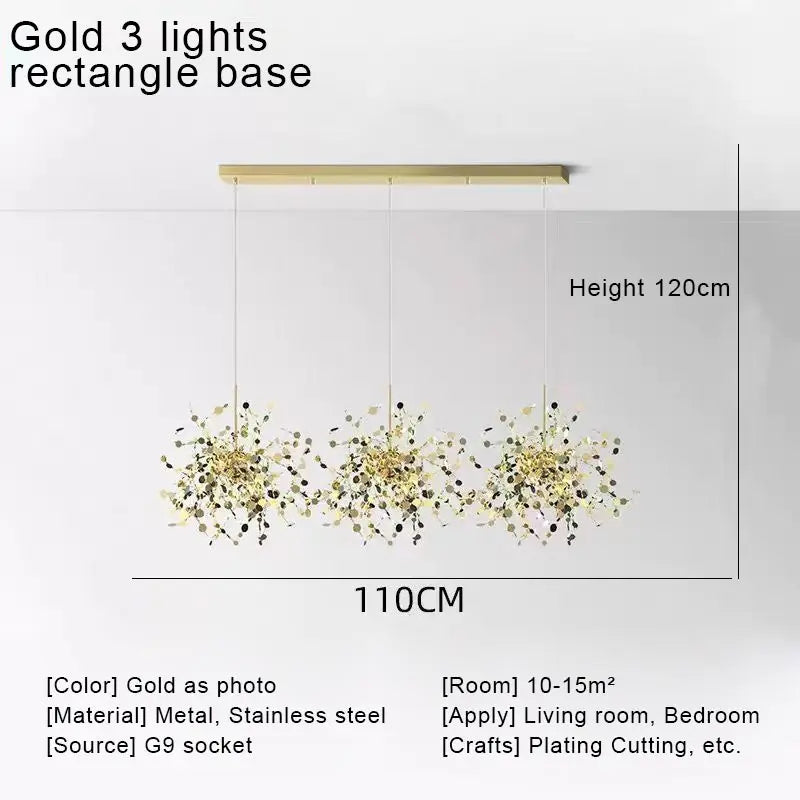 DecorBites™ Gold LED Ceiling Pendant Light Fixture for Home Decoration and Modern Living