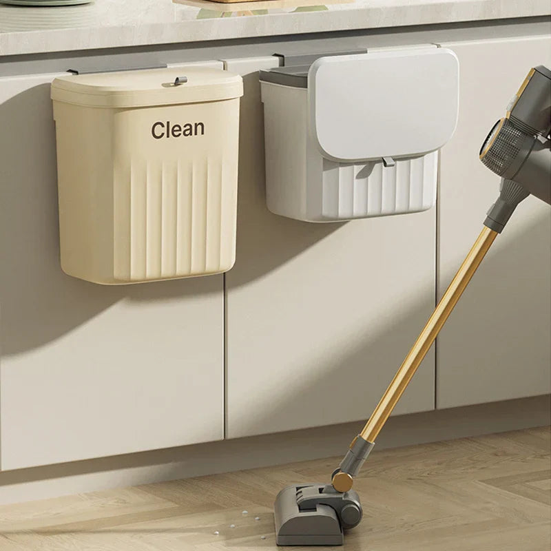 DecorBites™ Kitchen Cabinet Hanging Trash Can with Lid and Large Capacity