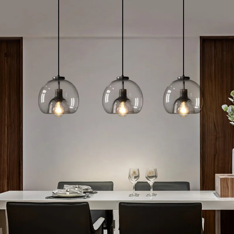 Nordic Smoke Gray Glass Pendant Light Chandelier