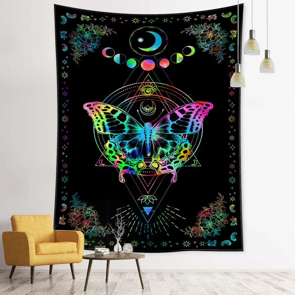 Decobites Geometric Butterfly Tapestry Wall Hanging for Bohemian Home Decor