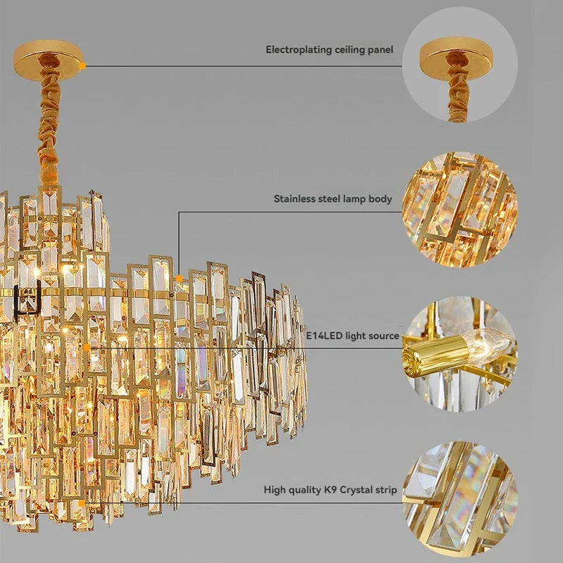 DecorBites™ Golden Branch Crystal Chandelier for Bedroom & Living Room