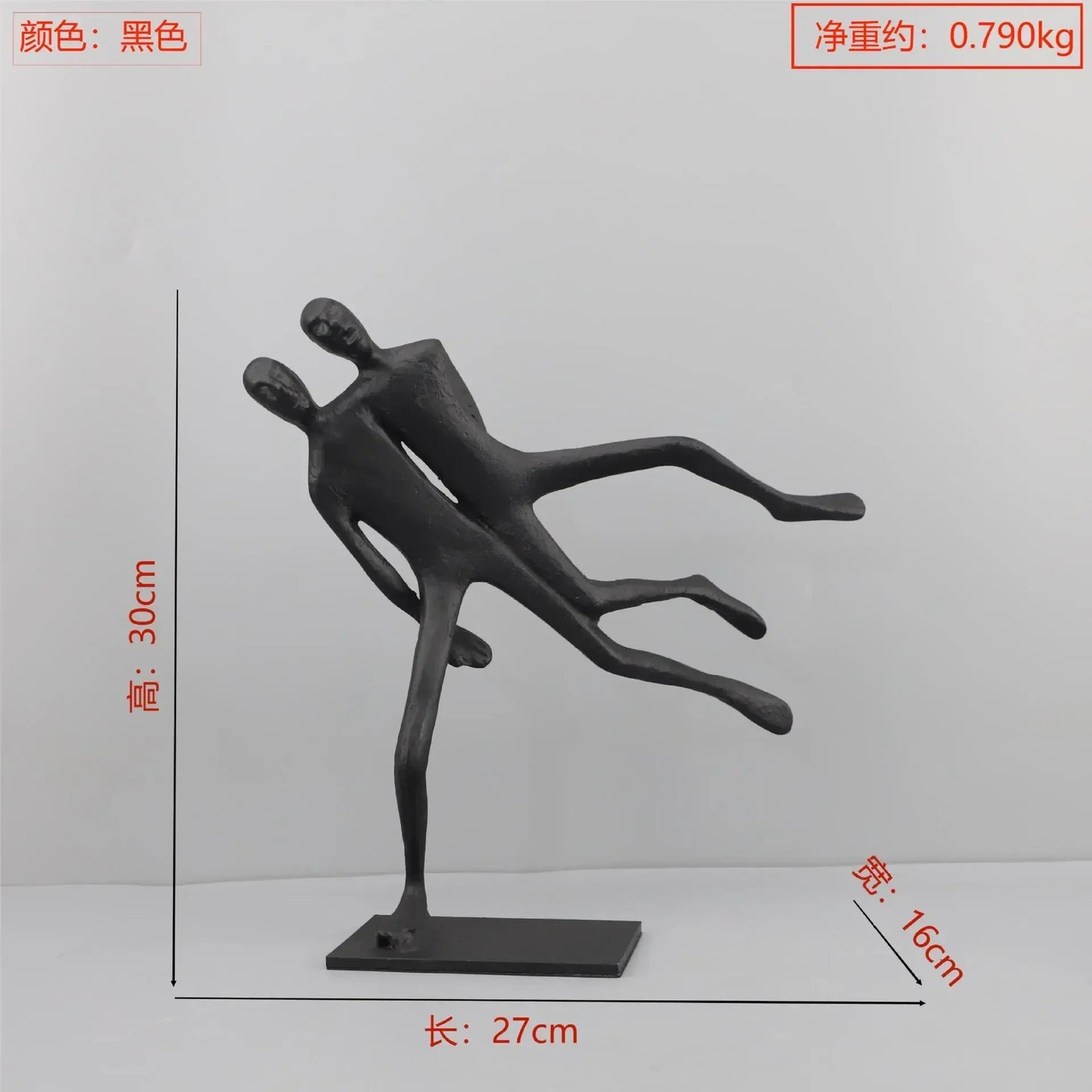 DecorBites™ Iron Man Abstract Sculpture Black Metal Figurine Decor for Room Aesthetics