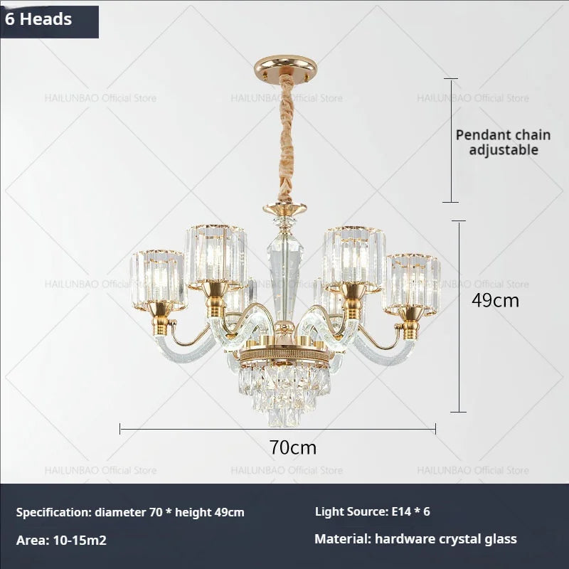 DecorBites™ Crystal Chandelier: Luxury Nordic Home Lamps for Living Room, Bedroom, Dining & Study