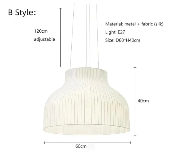 DecorBites™ Japanese Nordic Design LED Silk Pendant Lights for Living Room and Restaurant