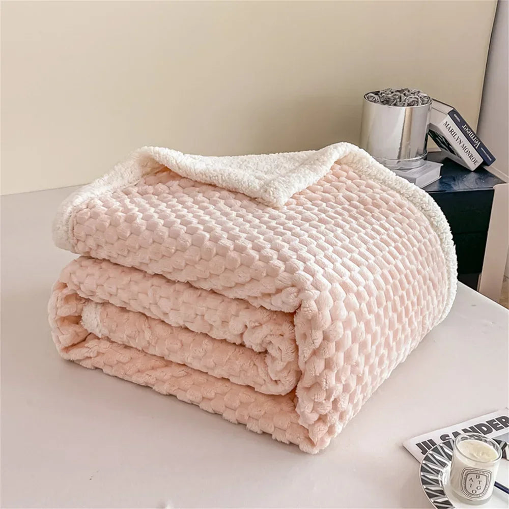 Decobites Sherpa Fleece Plush Blanket Throw - Cozy Solid Color BedSheet