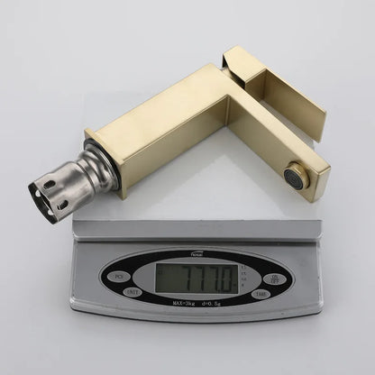 DecorBites™ Brushed Gold Basin Faucet Single Handle Cold Hot Water Mixer Deck Mounted