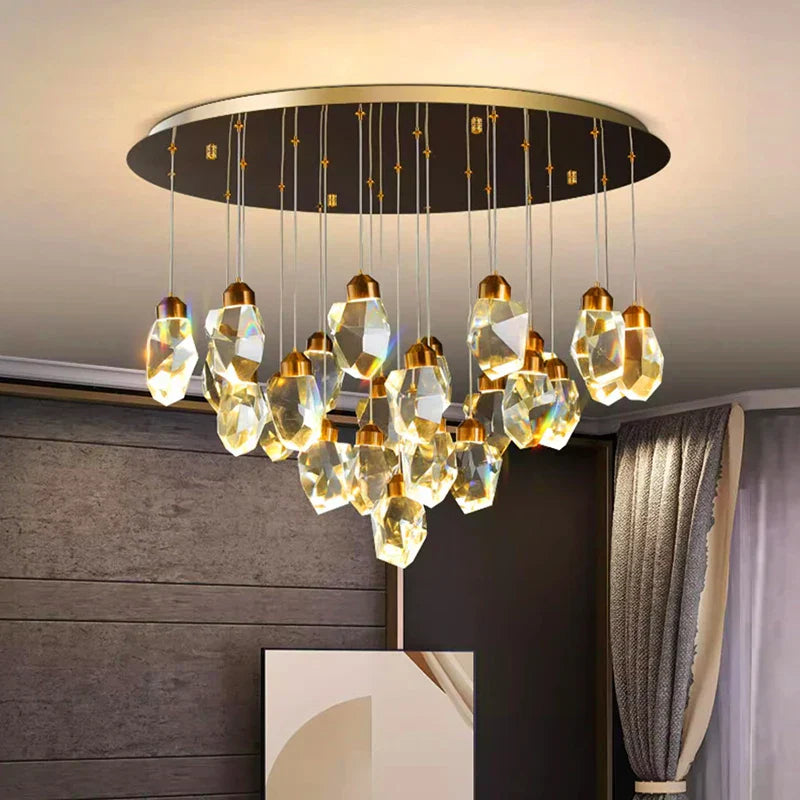 DecorBites™ Crystal Chandelier: Luxury Pendant Light for Living and Dining Room